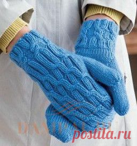 Вязаные варежки с рисунком «Решетка» | DAMские PALьчики. ru