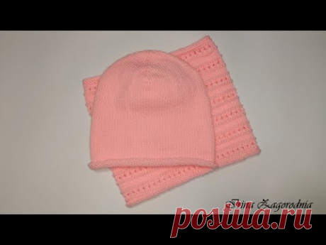 Шапка бини спицами.Шапка чулок для девочки 3-5 лет.Мода 2019. Мастер Класс