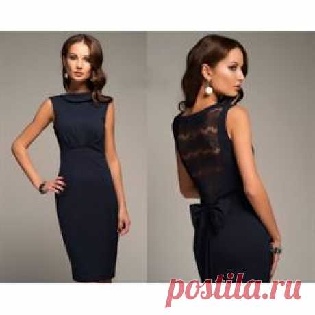 ЛЮБЛЮ ПЛАТЬЯ интернет-магазин платьев - Платье синее с кружевной спиной и бантом