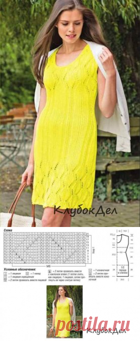 Вязаное платье спицами для женщин, схема и описание вязания на спицах