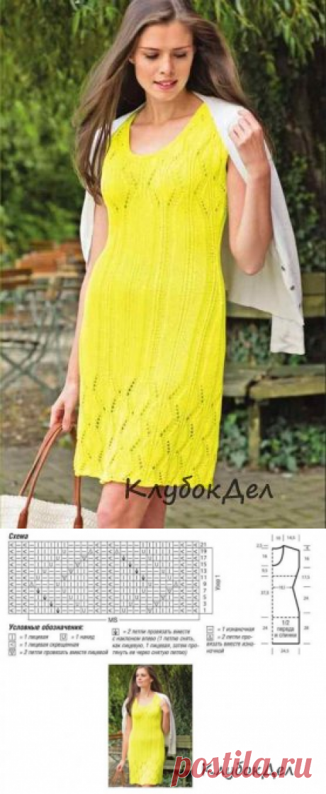 Вязаное платье спицами для женщин, схема и описание вязания на спицах