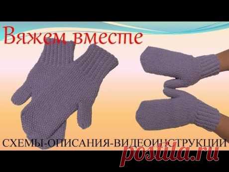 Вязаные варежки  Вязание спицами для начинающих