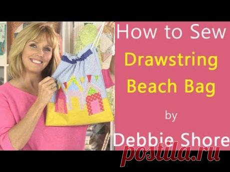 How to Sew a drawstring beach bag by Debbie Shore
