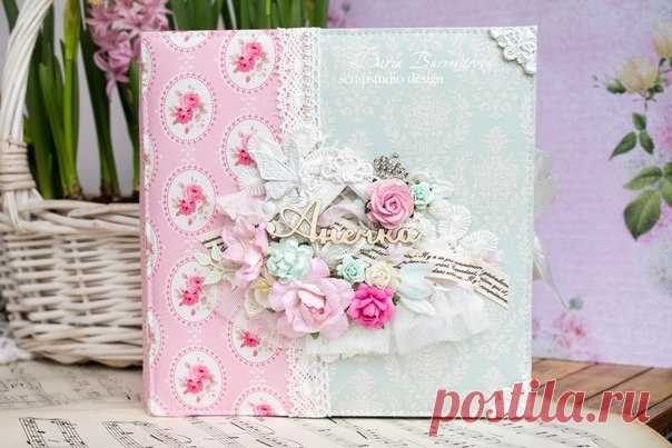 Вдохновение: мятно-розовый Шебби альбом для малышки от Даши