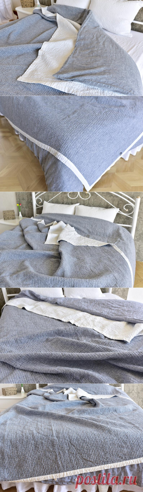 DoubleSided Bedspread Quilt Flax Provincial Linen Natural Flax | Etsy