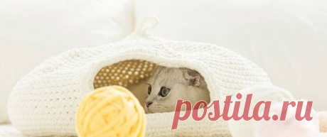 Круглый домик для кошки — вяжем крючком для домашних животных — ВЯЗАЛЬЩИЦА