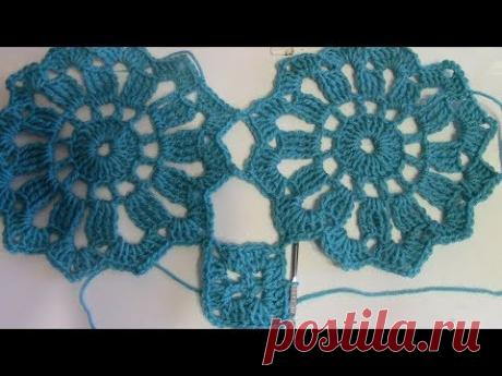 Соединительный мотив крючком 2 часть Деталь для платья