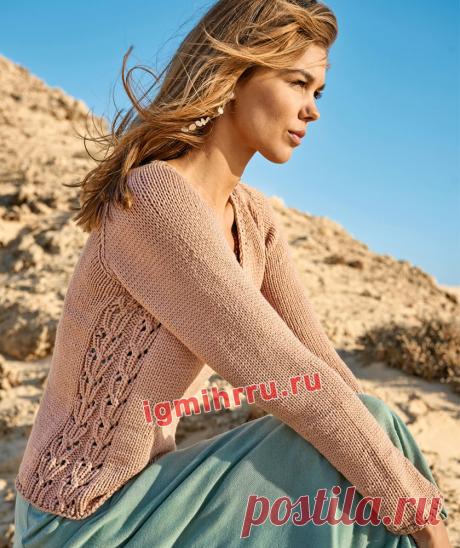 Пуловер с боковыми узорчатыми вставками. Вязание спицами со схемами и описанием