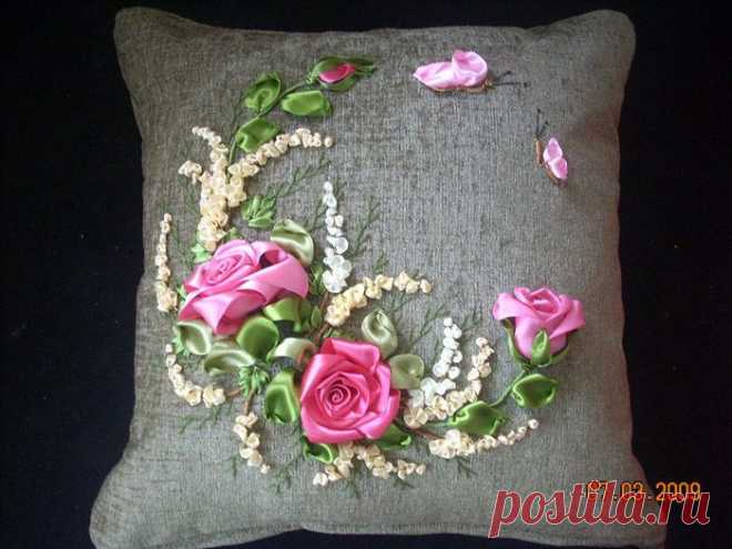 Вышивка лентами. Идеи.