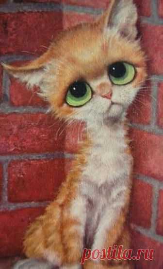 I have three or four of these big-eyed kitties stashed somewhere. got them when I was a kid.