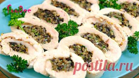 Куриный рулет с грибами и сыром - просто, вкусно и красиво! — Кулинарная книга - рецепты с фото