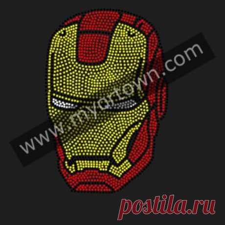 Iron Man Logo Rhinestone Iron On Transfer Hot Fix Bling