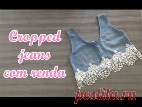 Cropped jeans feito com pernas de calça jeans Diy - Suellen Redesign