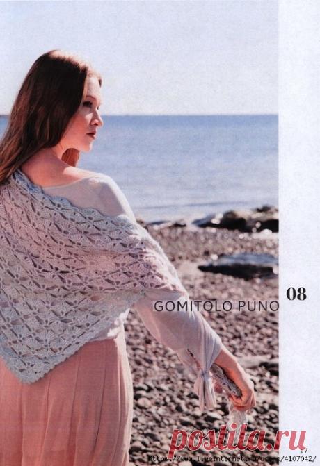 СЕРАЯ АЖУРНАЯ ШАЛЬ. КРЮЧОК