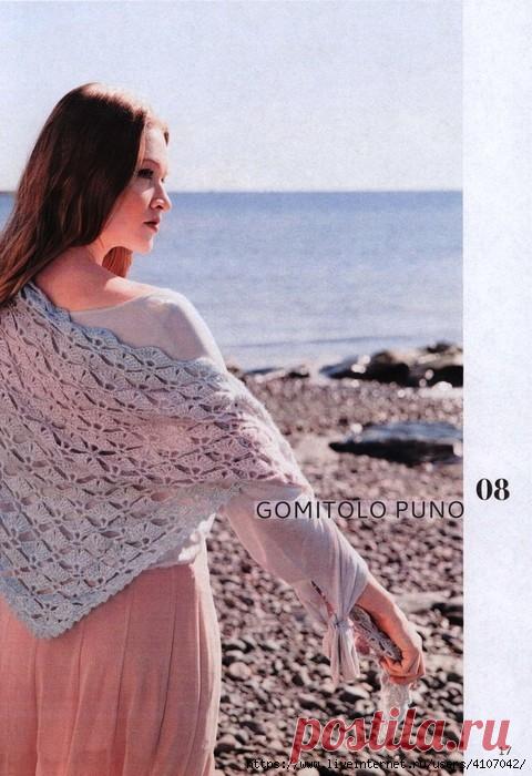 СЕРАЯ АЖУРНАЯ ШАЛЬ. КРЮЧОК