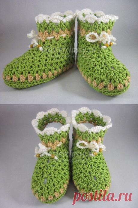 Пинетки своими руками. Зеленые топтуны. Мастер-класс с фото