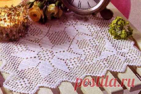 Филейные салфетки крючком - схемы (28 вариантов)