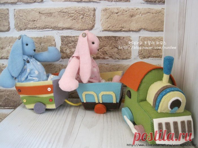 Шьем игрушки для детей из фетра.Паровозик и гусенок.