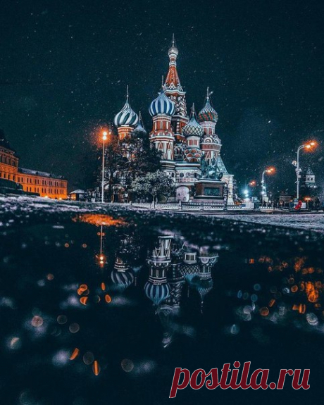 Зимняя столица в серии фотографий &quot;Москва, горящая ночью&quot; Фотограф Gleb Otradnov