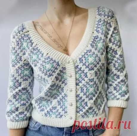 Жакет крючком бабушкиными квадратами