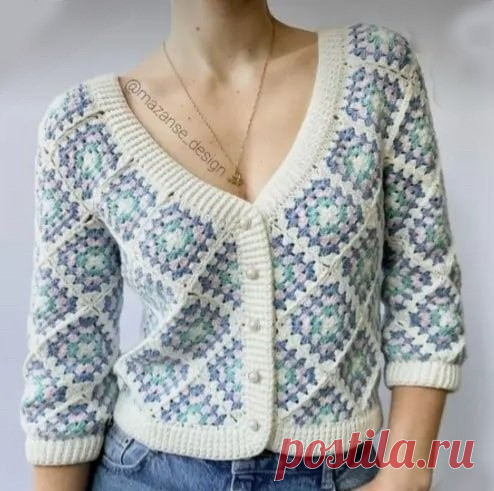 Жакет крючком бабушкиными квадратами