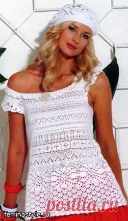 Летние туники спицы,крючок