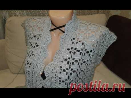 Серый жакет крючком. Часть 5. Сrochet jacket.