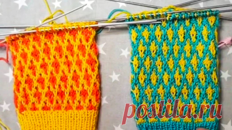 💥 Ленивый жаккард, которым вязали наши бабушки/ Узор для кругового вязания/
