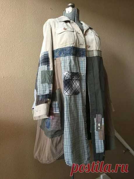 "Upcycled Refashioned Patchwork Boho Gypsy Spring Jacket , Corduroy and Plaid Appliqué Artsy Open Front Coat #upcycle #refashion" — card of the user Анна Л. in Yandex.Favorites