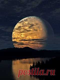 Download Wallpaper 240x320 Night, Sky, Moon, Trees, River, Reflection Mobile Phone 240x320 HD Background