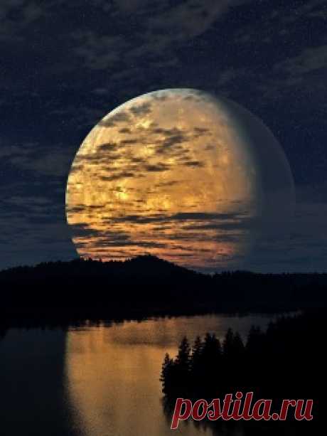 Download Wallpaper 240x320 Night, Sky, Moon, Trees, River, Reflection Mobile Phone 240x320 HD Background