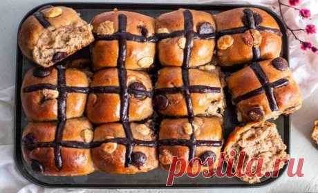 Пасхальные булочки с шоколадной крошкой, пошаговый рецепт с фото