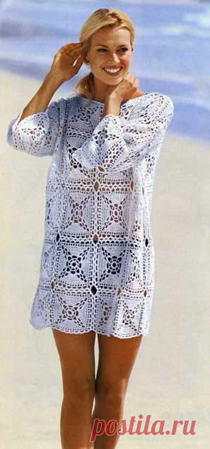 Пуловер из узорных квадратов в стиле пэчворк