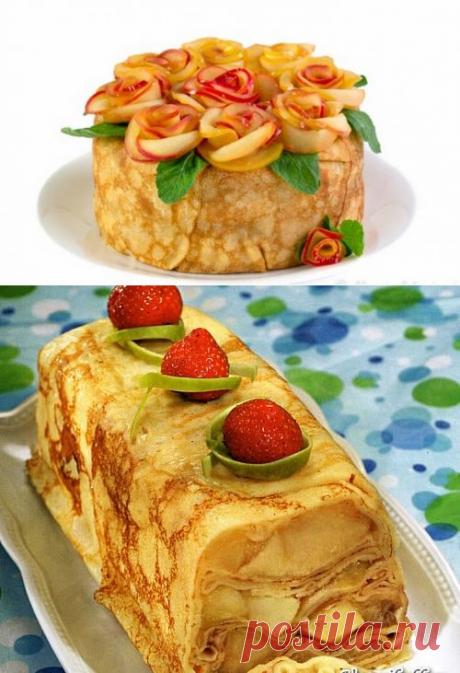 Блинный пирог с яблоками | Вкусный рецепт