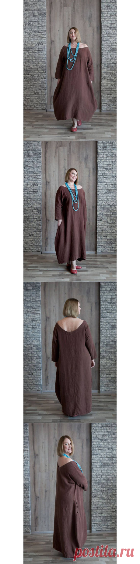 Linen dress with long sleeves Washed fall linen dress Maxi