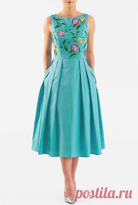 customize it to your style - Floral embellished stretch poplin dress from eShakti Print And Floral, dress, clothe, women's fashion, outfit inspiration, pretty clothes, shoes, bags and accessories