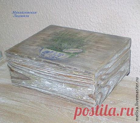 чайная коробка &quot;Травы Прованса&quot; - серый,чайная коробка,чайная шкатулка