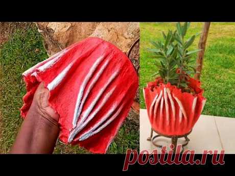 Fresh idea for Cement Pot using Cloth