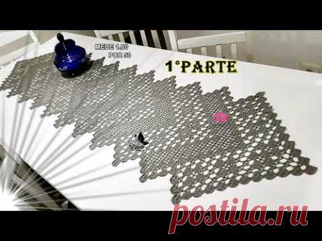 Caminho de mesa em Crochê File 1° Parte - YouTube