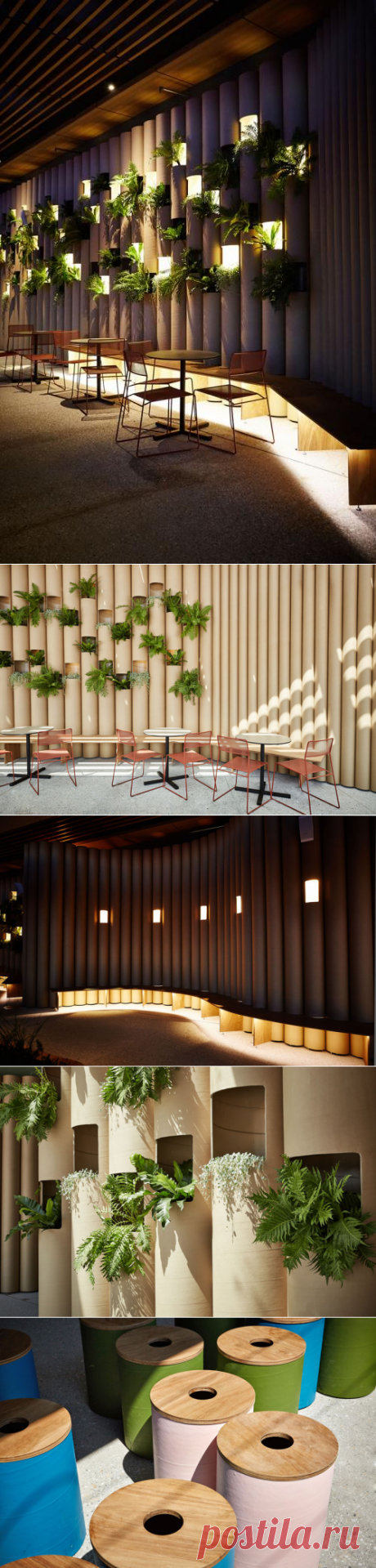 Дизайн и освещение кафе из картонных труб - Общие решения - LEDNEWS