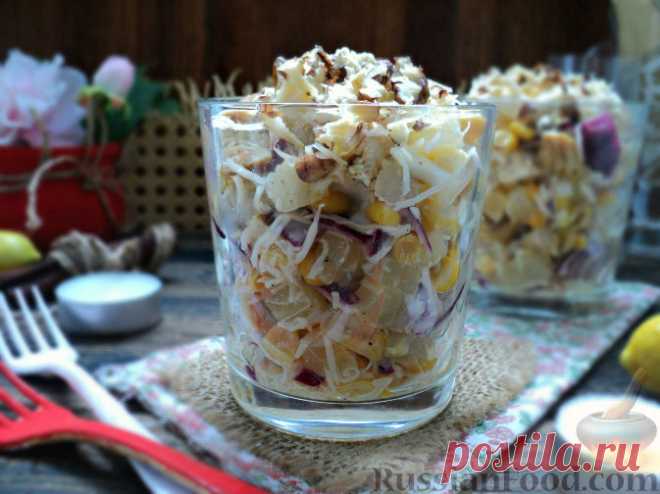 Рецепт: Салат с курицей и ананасом на RussianFood.com
