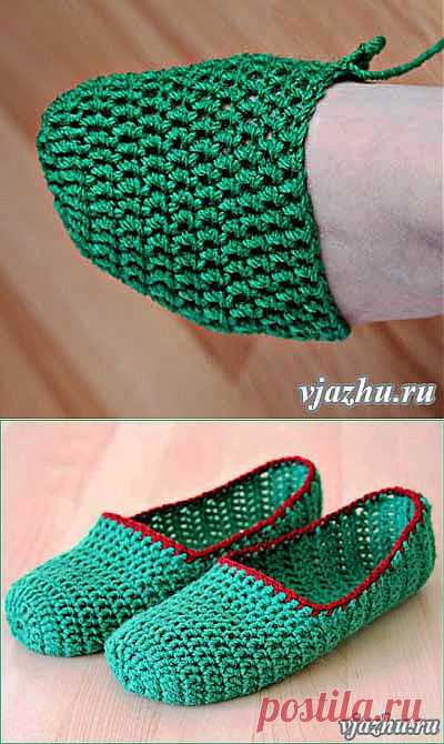 Вязание и вышивка, рукоделие - Волшебные палочки - Статьи: Домашние тапочки крючком - мастер-класс