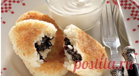 Зразы из рисовой каши на молоке с черносливом