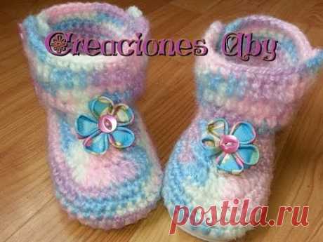 Botitas a Crochet para Niñas con Suela de Plastico - YouTube