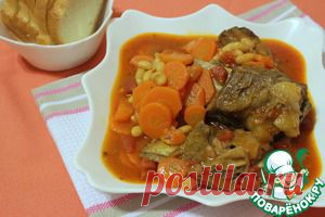 Телячьи ребрышки, тушеные с фасолью и морковью - кулинарный рецепт