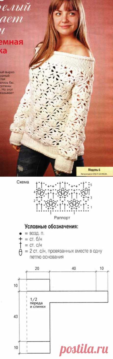 Пуловер из объемной пряжи