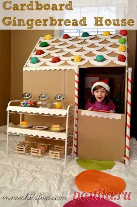 Cardboard gingerbread house--do you get to go inside &amp; eat all the candy??!!