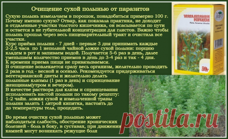 Очищение сухой полынью от паразитов