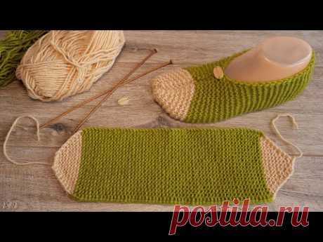 Вязаные следки за час спицами ⌚ Easy Knitted Slippers per hour ⌚ örme terlik