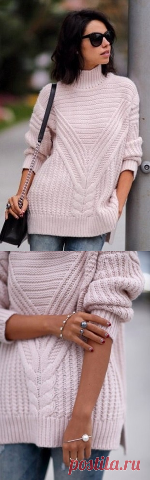 Пуловер из жгутов спицами